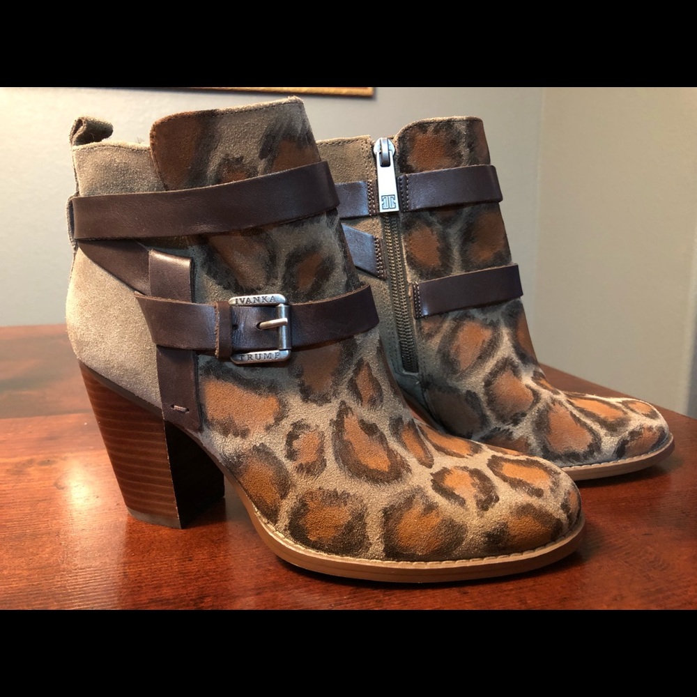 Hand painted Ivanka Trump leather women’s booties.